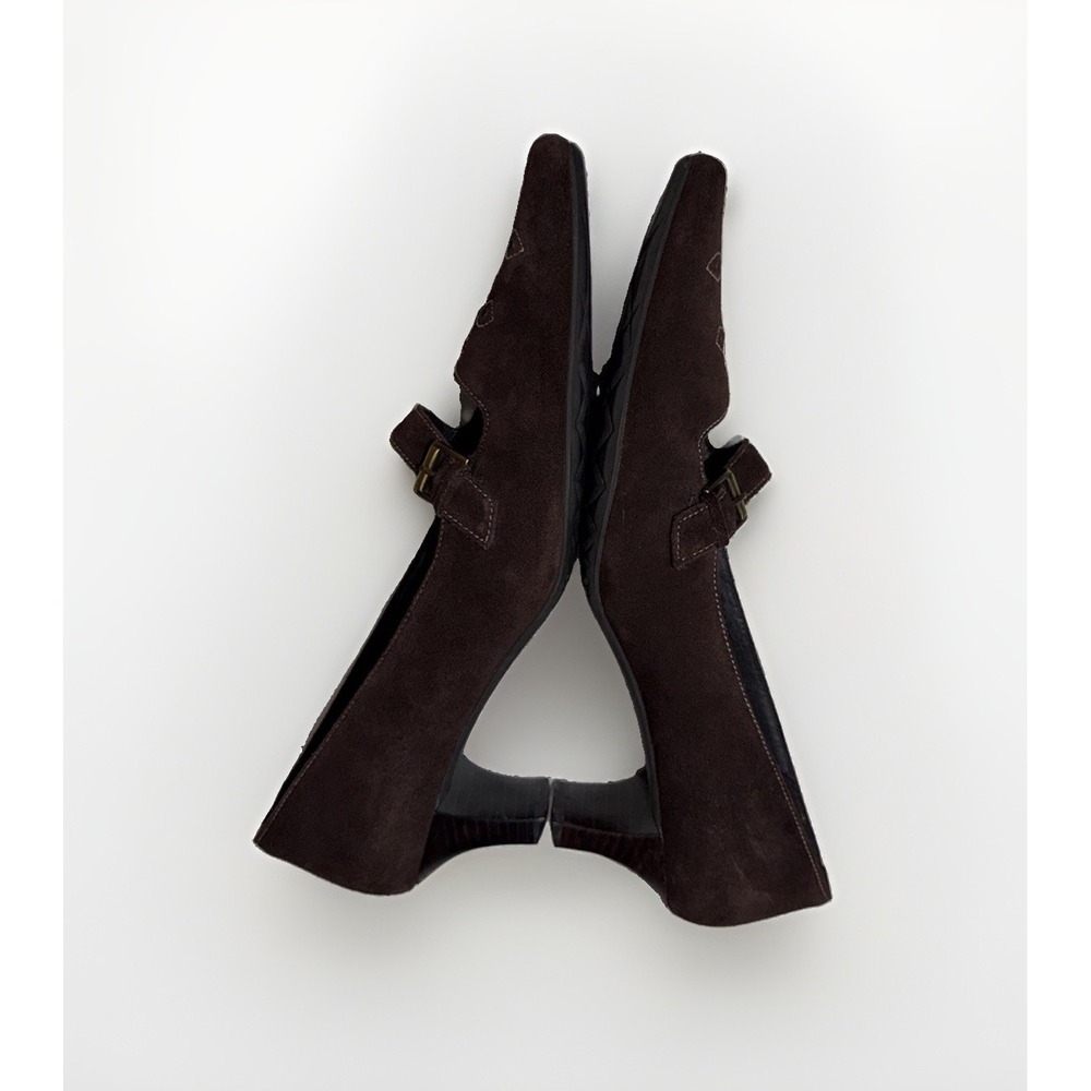 Ecco Pump Kitten Heels Buckle Nevada Pointed Toe Brown Suede Women's 39 US 8-8.5 - Picture 4 of 7